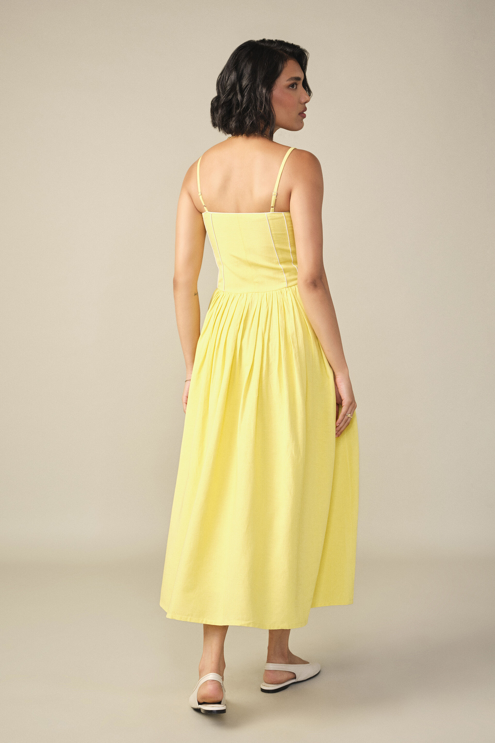 Drop Waist Midi Dress in Yellow, Yellow, image 6